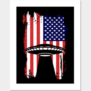 American Flag Ufo Alien Posters and Art